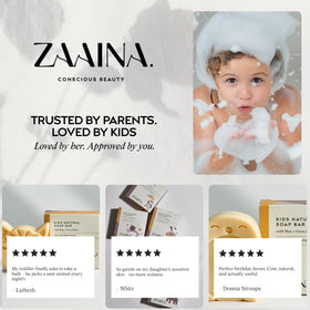 ZAAINA soaps arranged in a bathroom scene suggesting fun daily routine
