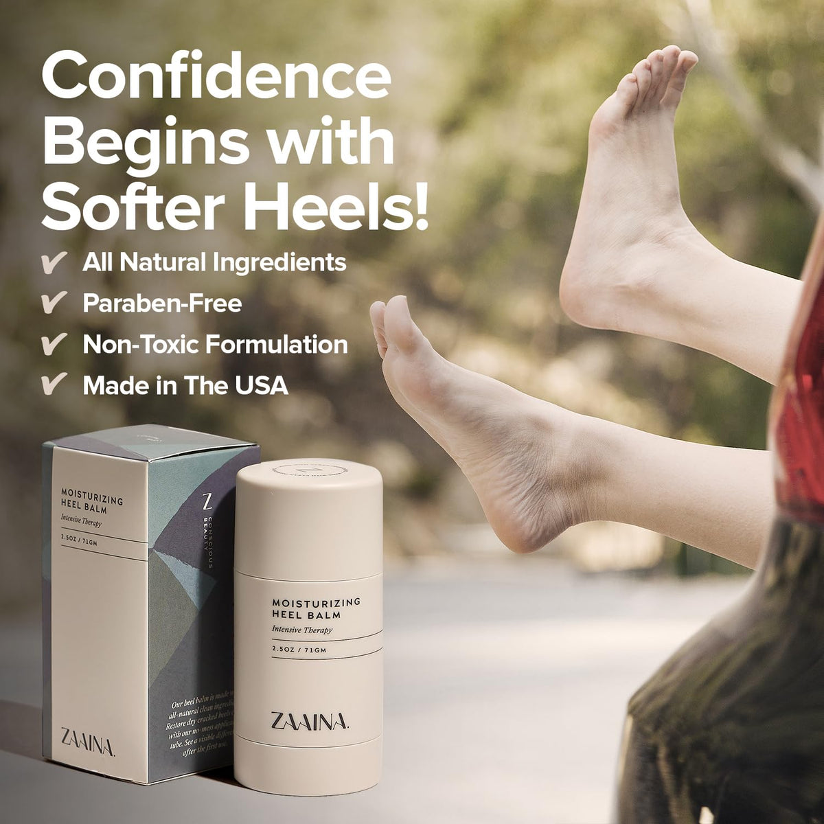 ZAAINA lifestyle bathroom shelf display signalling daily foot-care routine