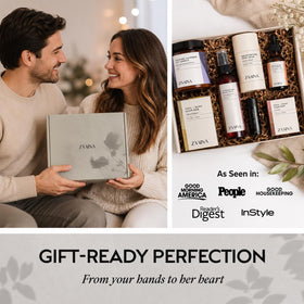 ZAAINA open gift box arrangement revealing spa items for a complete relaxation routine