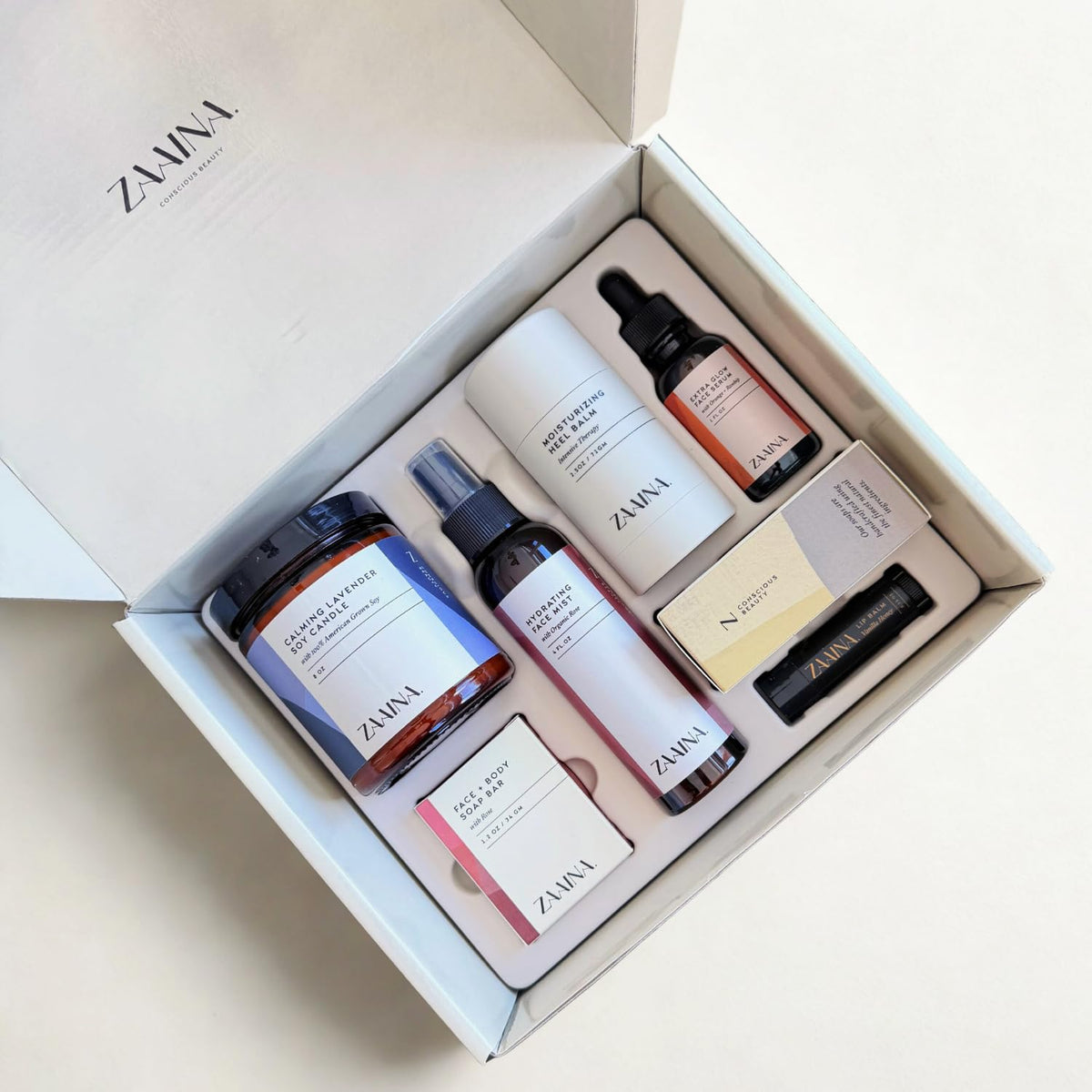 ZAAINA travel lavender soap beside bath essentials for portability and convenience