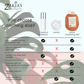 Zakia's Morocco label and fabric tag highlighting 100% viscose crepe material benefits