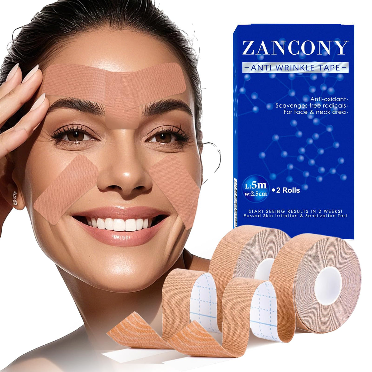 zancony front packaging showing two rolls and labels, clear product benefit