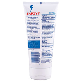 Zapzyt Acne Wash foam texture close-up, brand soothes and debloacks pores