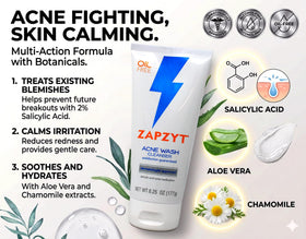 ZapZyt foaming texture on hand illustrating gentle lather and effective cleansing