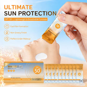 ZARICS applying sunscreen from sachet on hand for fast hydration