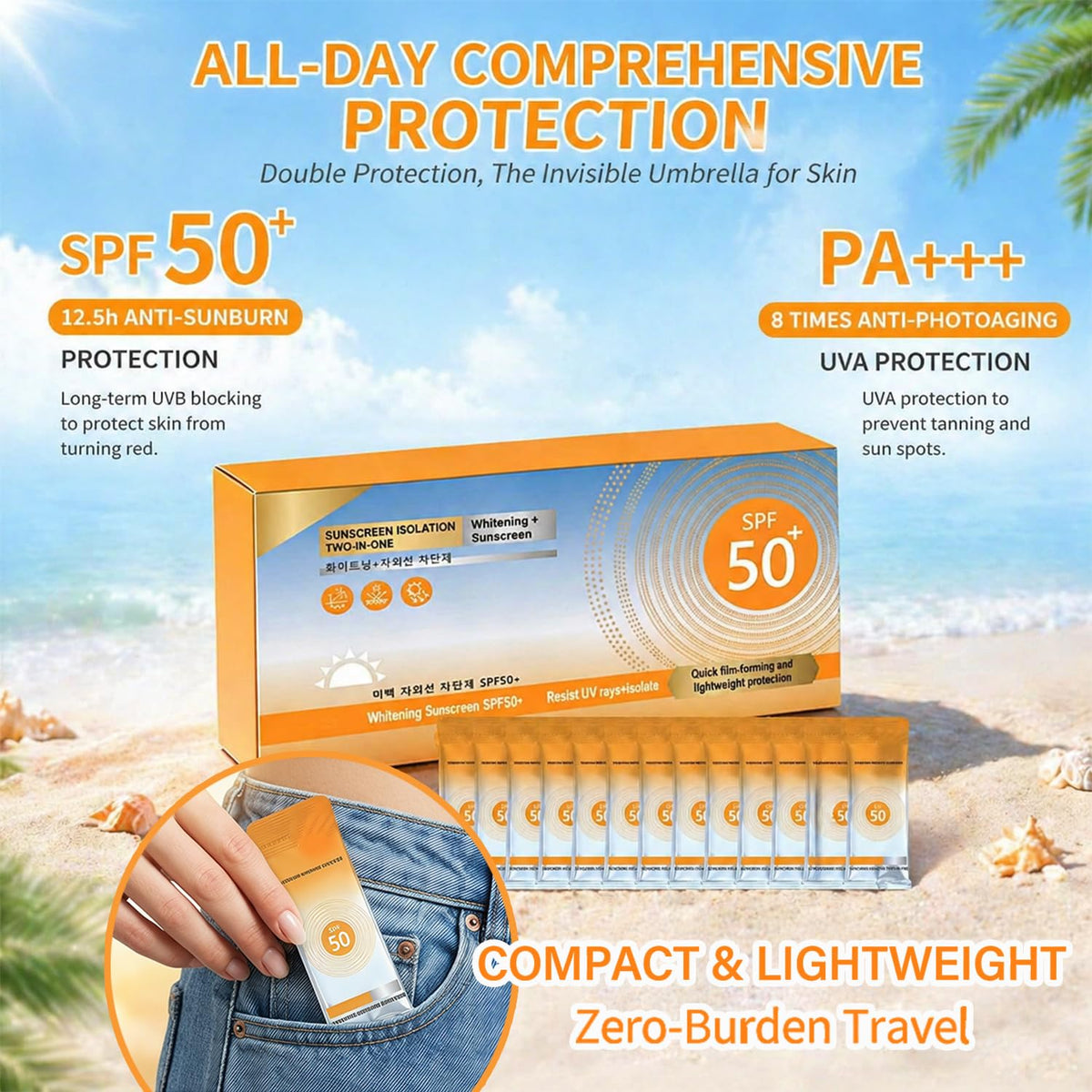 ZARICS mini packets inside a beach bag for convenient sun protection