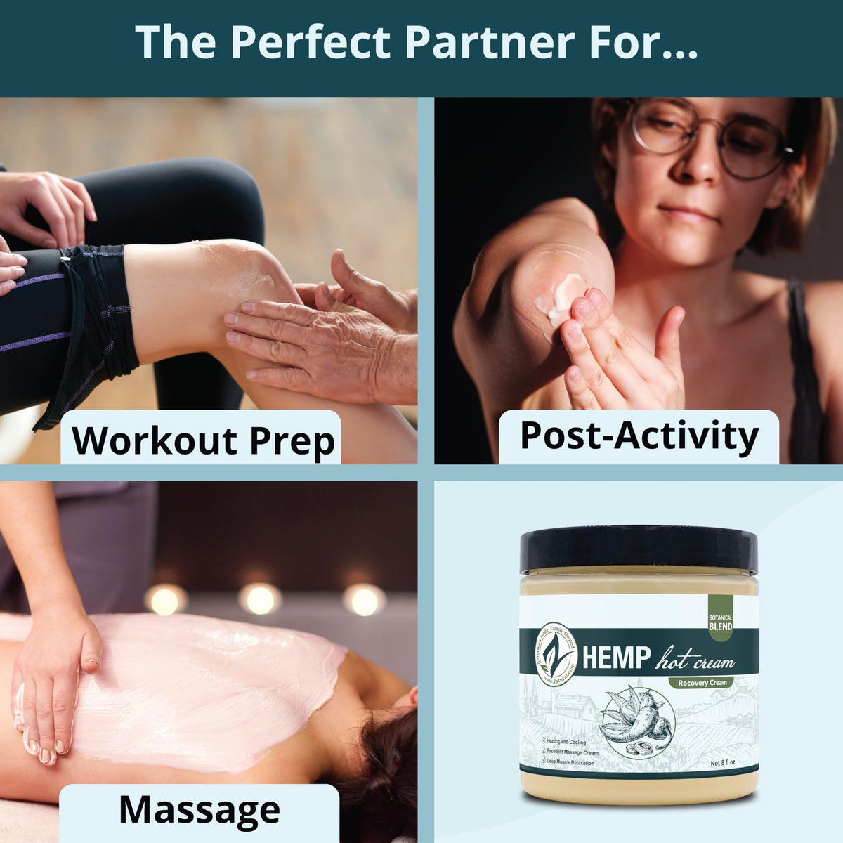 Zatural cream in use with hand applying for better massage performance