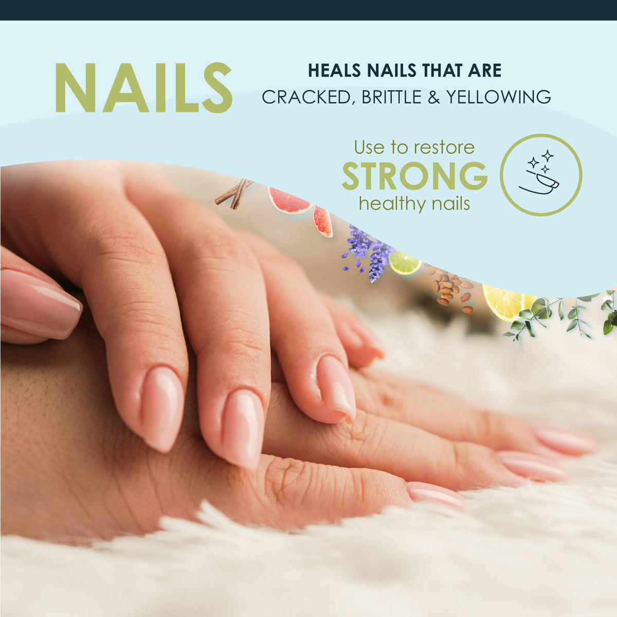 Zatural neem butter on finger treating cuticles showing softening and restoration benefit