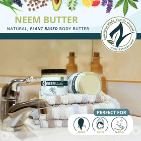 Zatural neem butter open jar close-up texture showing creamy melt-in benefit