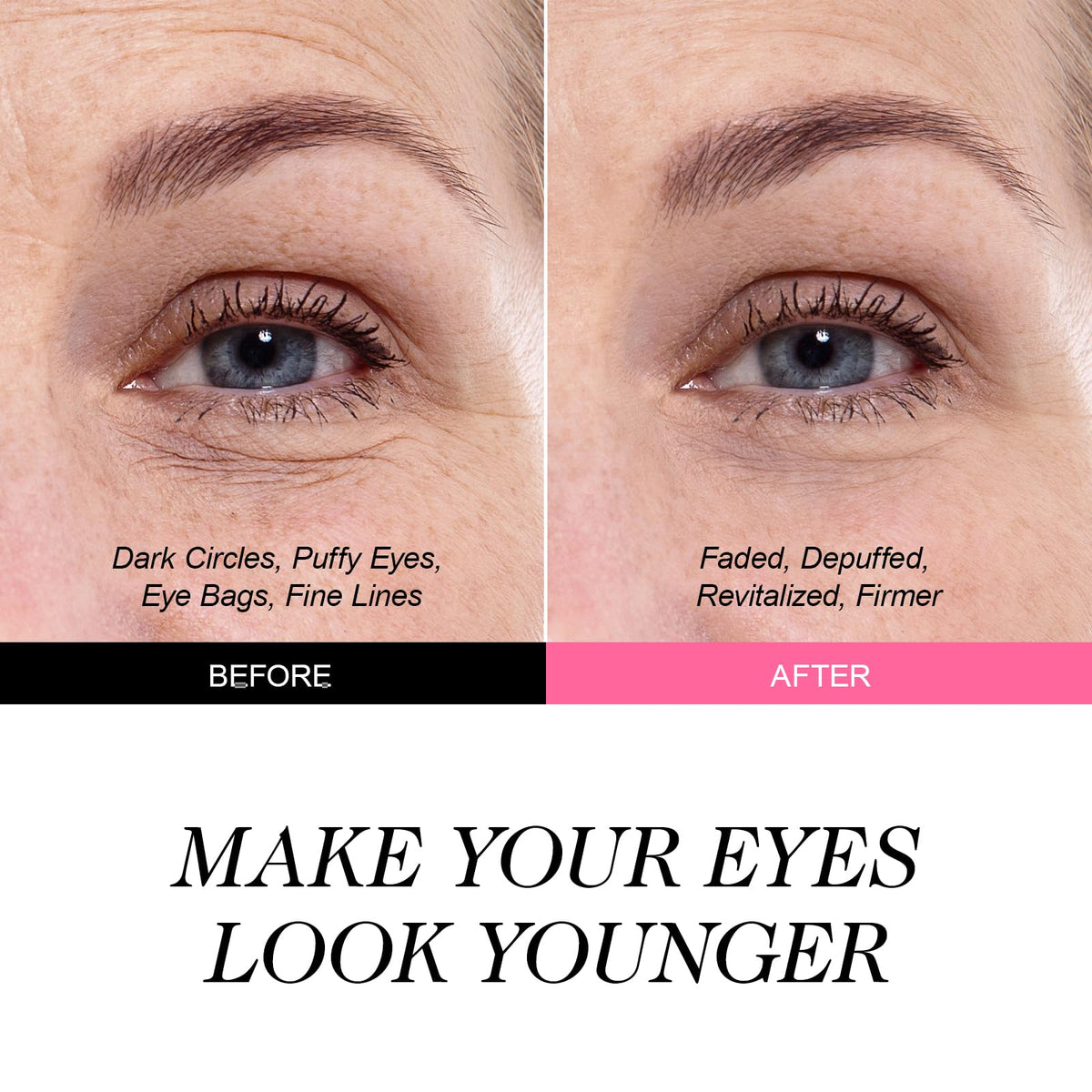ZealSea applied under eye on model for instant de-puffing benefit