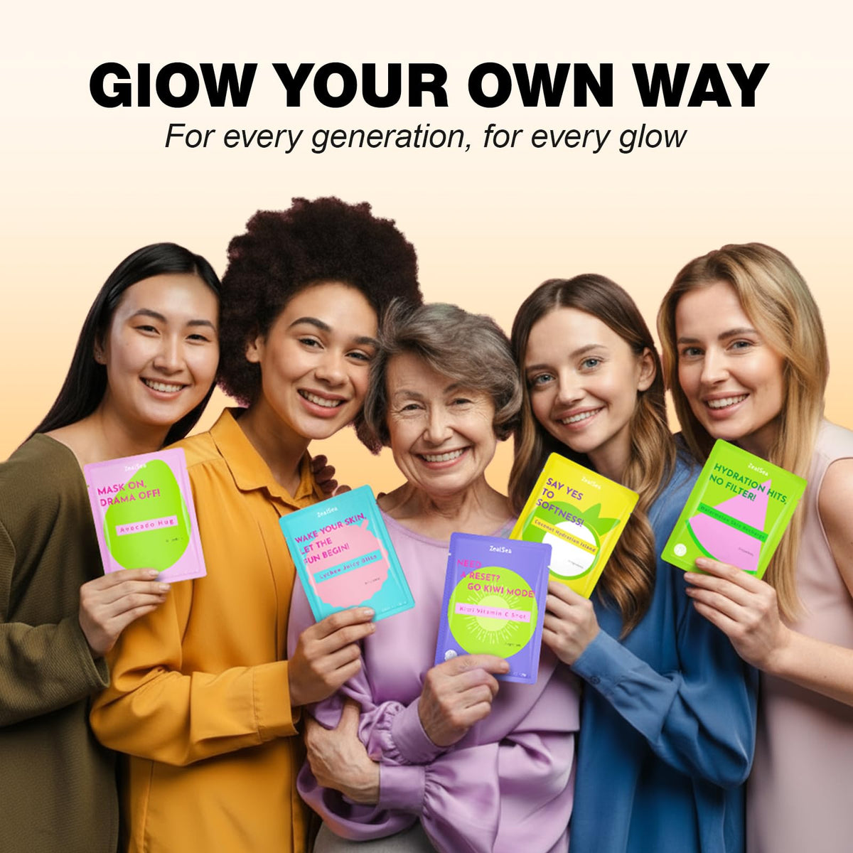 ZealSea sheet mask in hand to show size and easy application