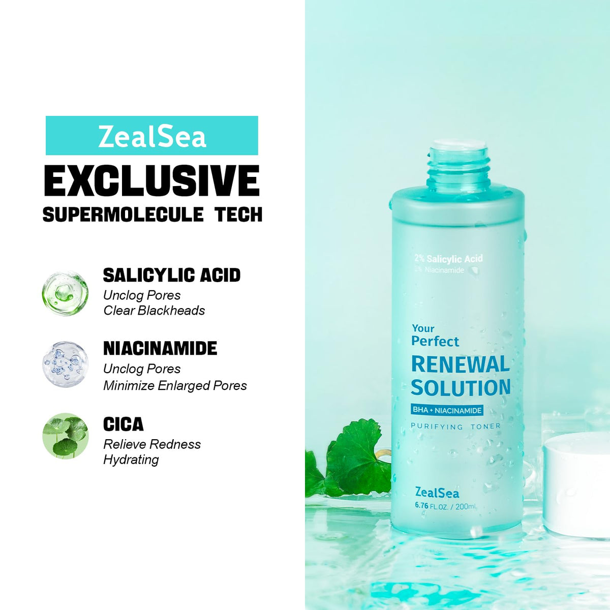 ZealSea bottle beside common objects for 6.76oz size comparison