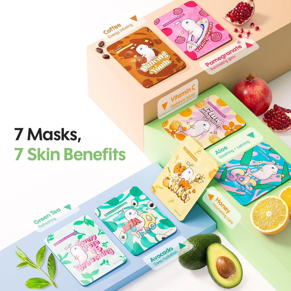 ZealSea seven single-use packets laid out to show ingredient variety