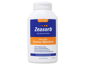 zeasorb open tin close-up revealing fine powder texture for rapid absorption benefit
