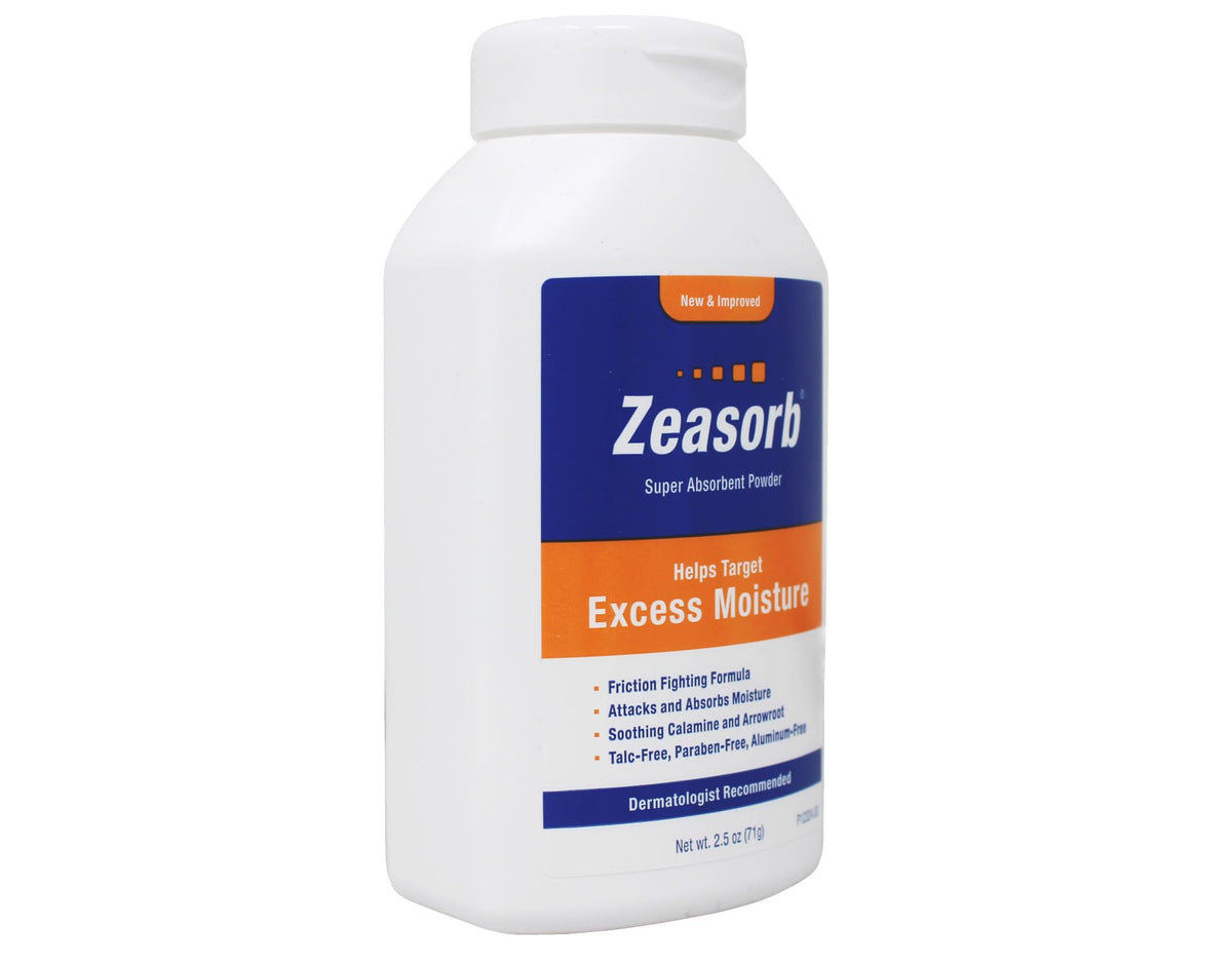 zeasorb beside a coin to show 2.5 oz tin size for convenient travel benefit