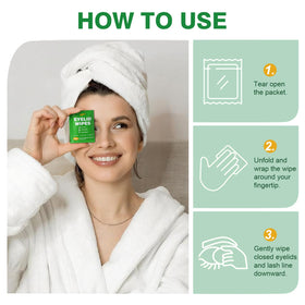 Zeefpod wipe in use on eyelid gently removing debris and hydrating