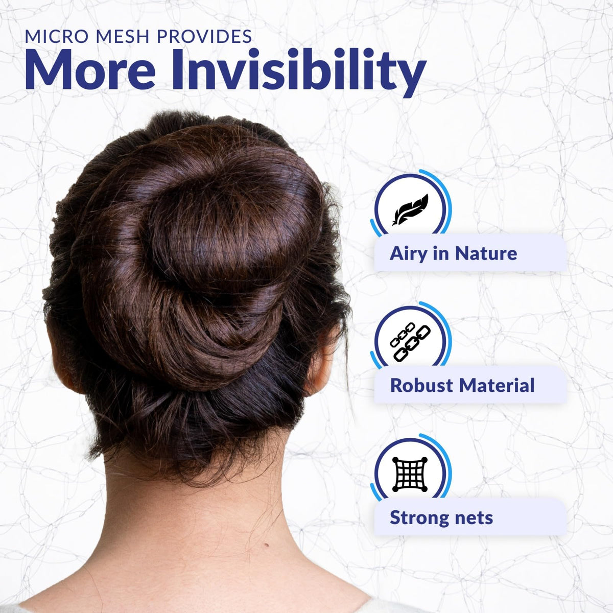 ZefeqCo hair net held in hand illustrating 24-inch size and stretch