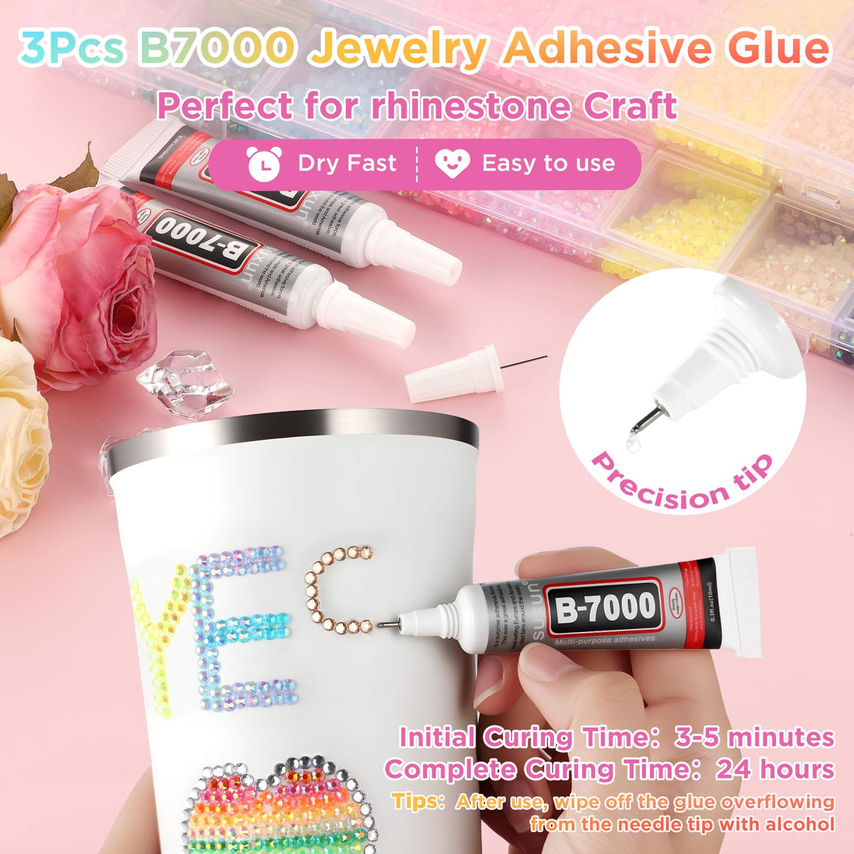 Zefy B7000 glue tubes with precision tips for neat application