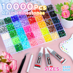 Zefy close-up of resin rhinestone facets displaying bright color and durable finish