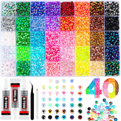 Zefy front packaging box showing organized 40-color rhinestone kit for easy access