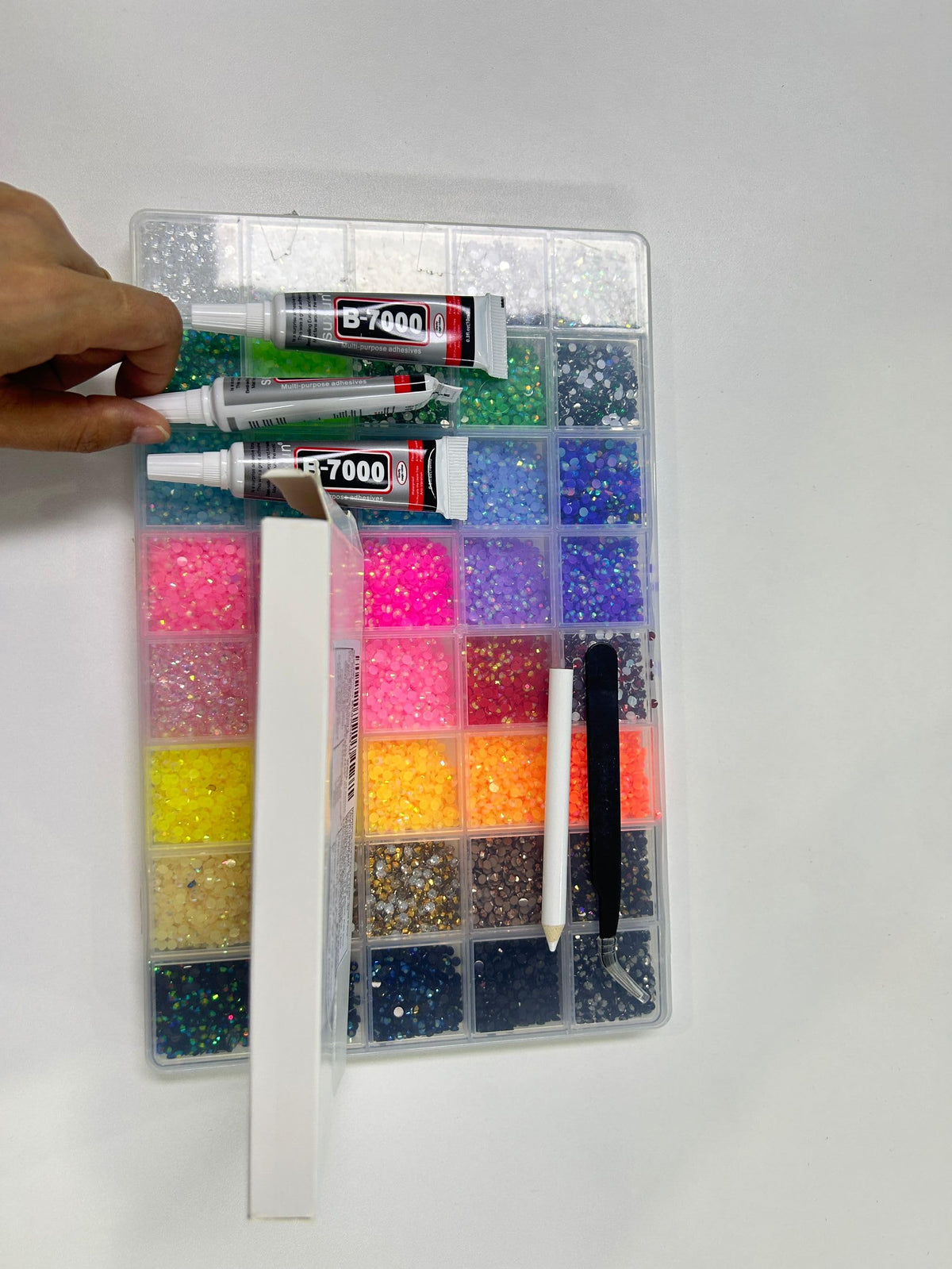 Zefy decorated shoes using gems showing finished craft impact
