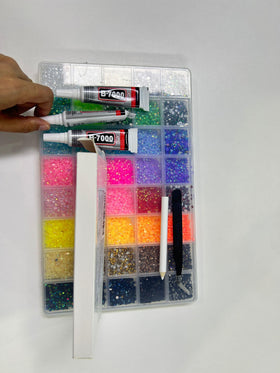 Zefy decorated shoes using gems showing finished craft impact