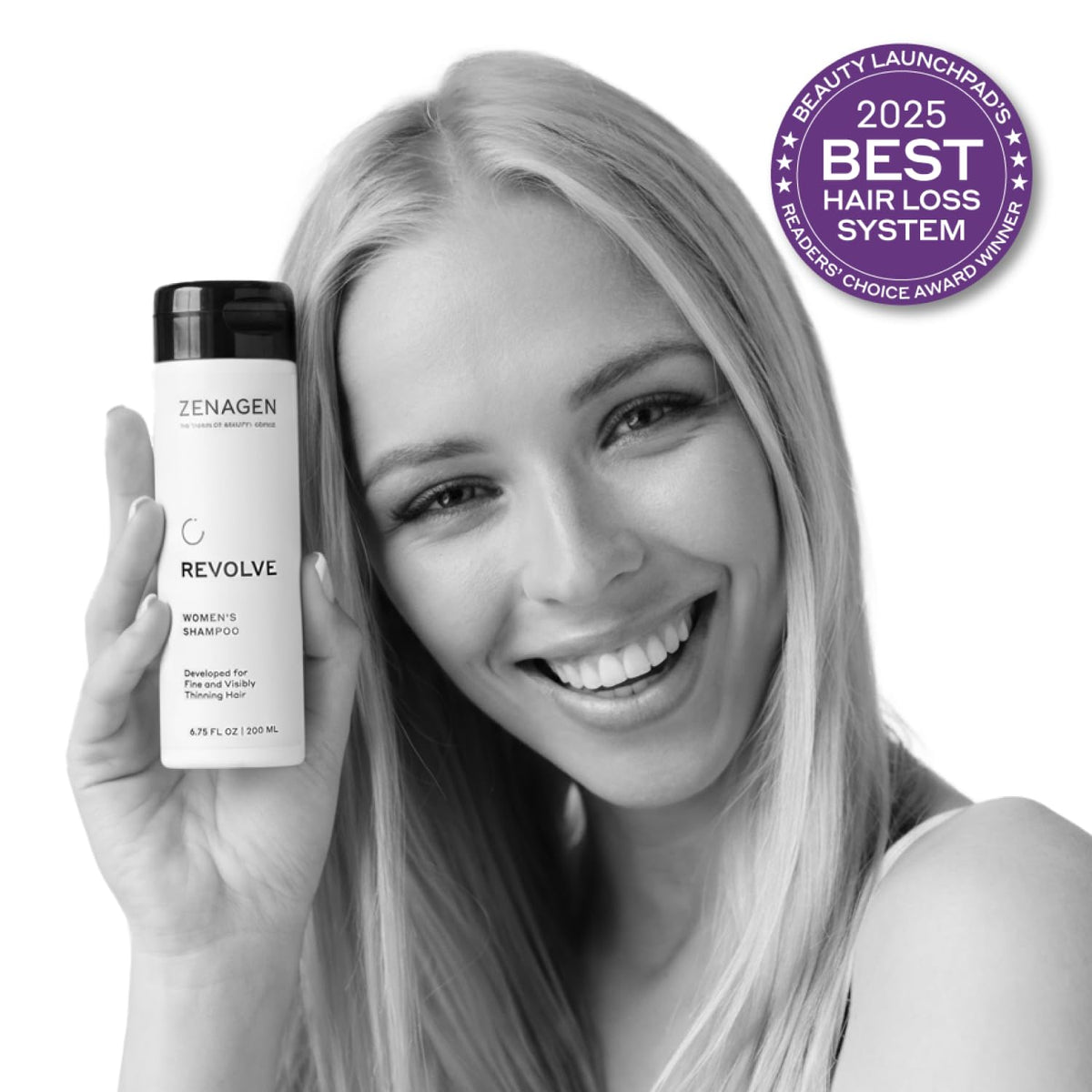 Zenagen densifying serum dropper detail, implies targeted root support and absorption