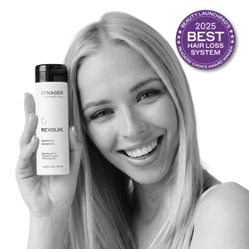 Zenagen densifying serum dropper detail, implies targeted root support and absorption
