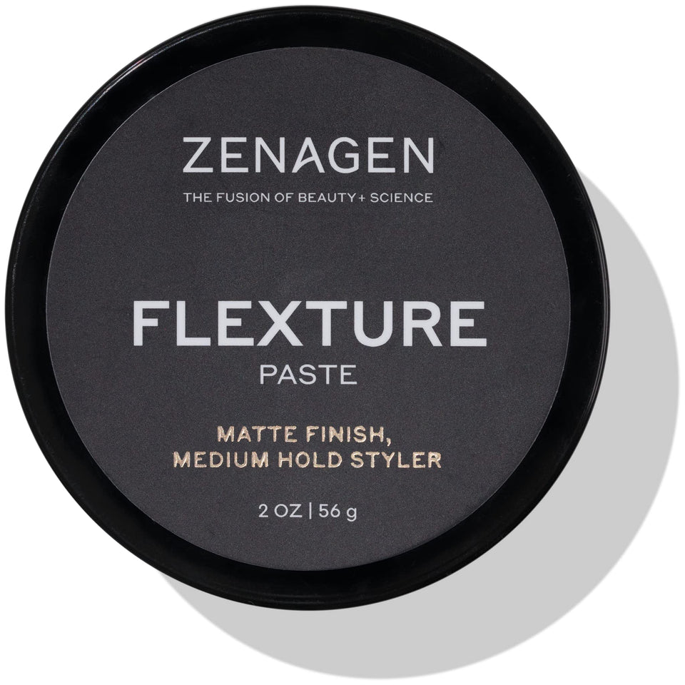 Zenagen Flexture Paste front jar showing label and matte packaging benefit