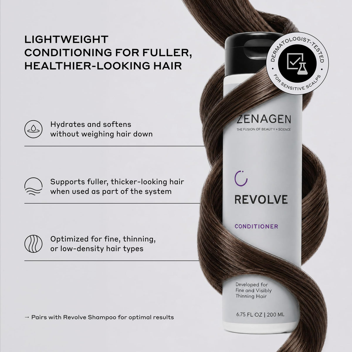 Zenagen Revolve label close-up highlighting formula details and clarity