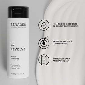 Zenagen Revolve closeup of bottle cap and finish, emphasizes quality packaging and easy dispensing benefit
