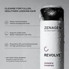 Zenagen Revolve shampoo texture on palm demonstrating gentle lather