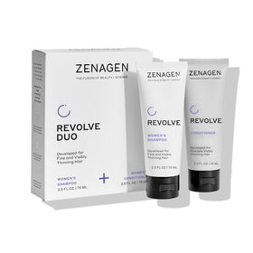 Zenagen travel kit front packaging shows duo for fuller-looking hair benefits