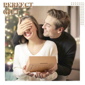ZenBombs gift box styled on vanity showing ready-to-gift presentation benefits