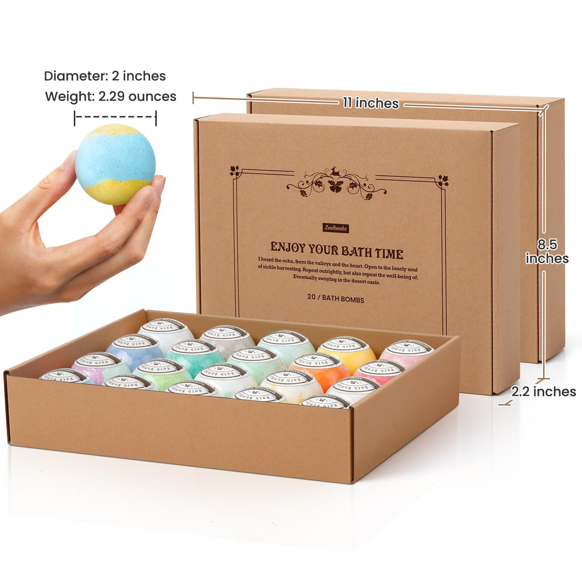 ZenBombs individually wrapped bath bomb showing freshness-preserving packaging benefits