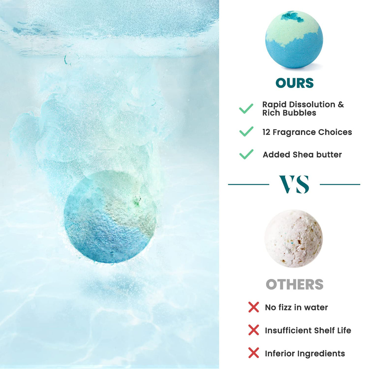 ZenBombs bath bomb texture with shea butter detail for moisturizing benefit