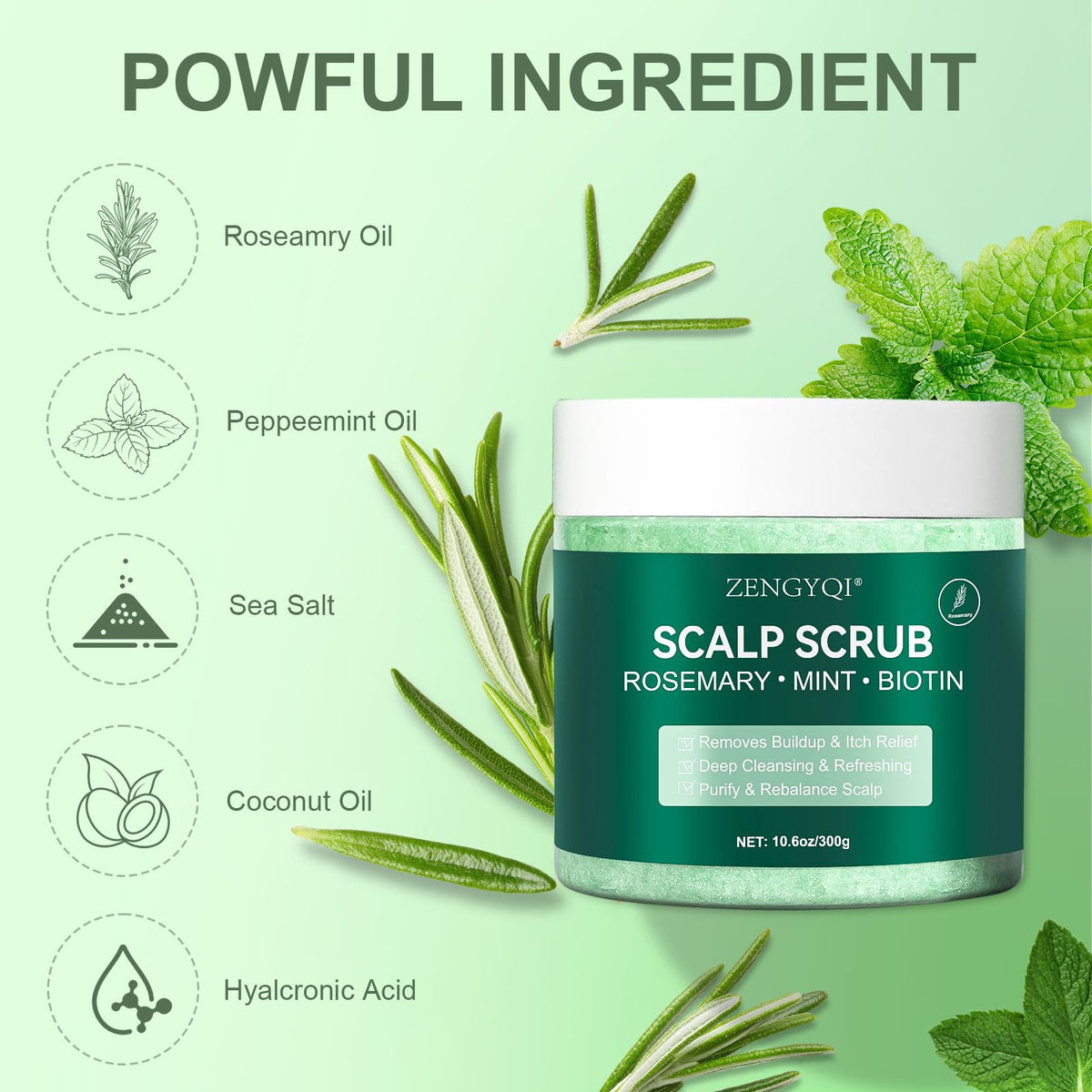 ZENGYQI close-up texture of scrub granules and creamy base for exfoliation