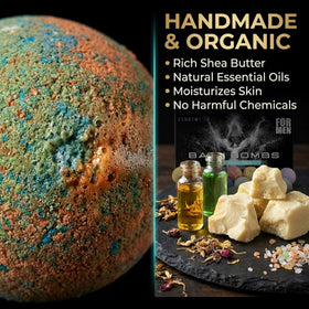 ZenseMe bath bomb dissolving in tub demonstrating long fizz and relaxing scent