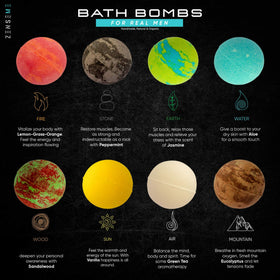 ZenseMe arranged bath bombs displaying varied colors and scents for choice