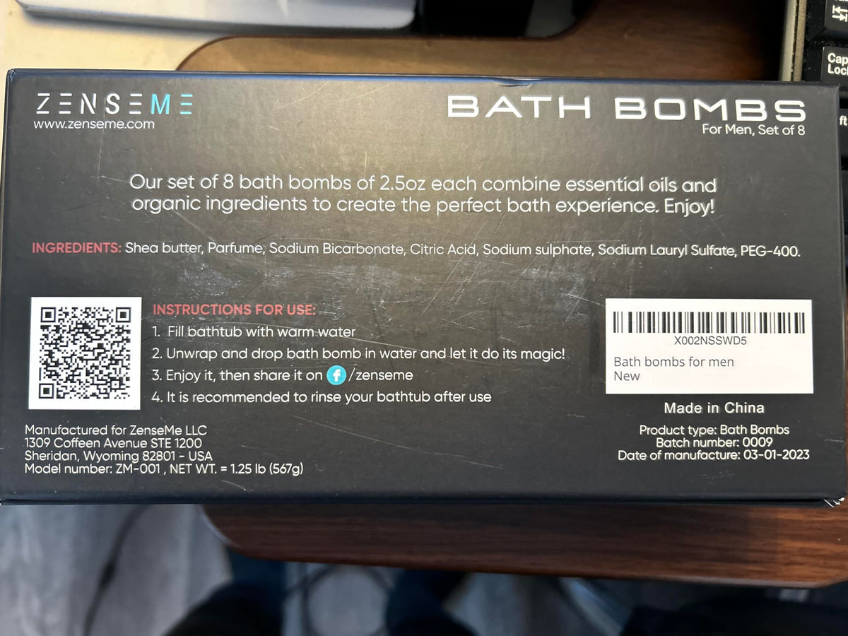 ZenseMe label and scent list close-up showing scent names and ingredient transparency benefit