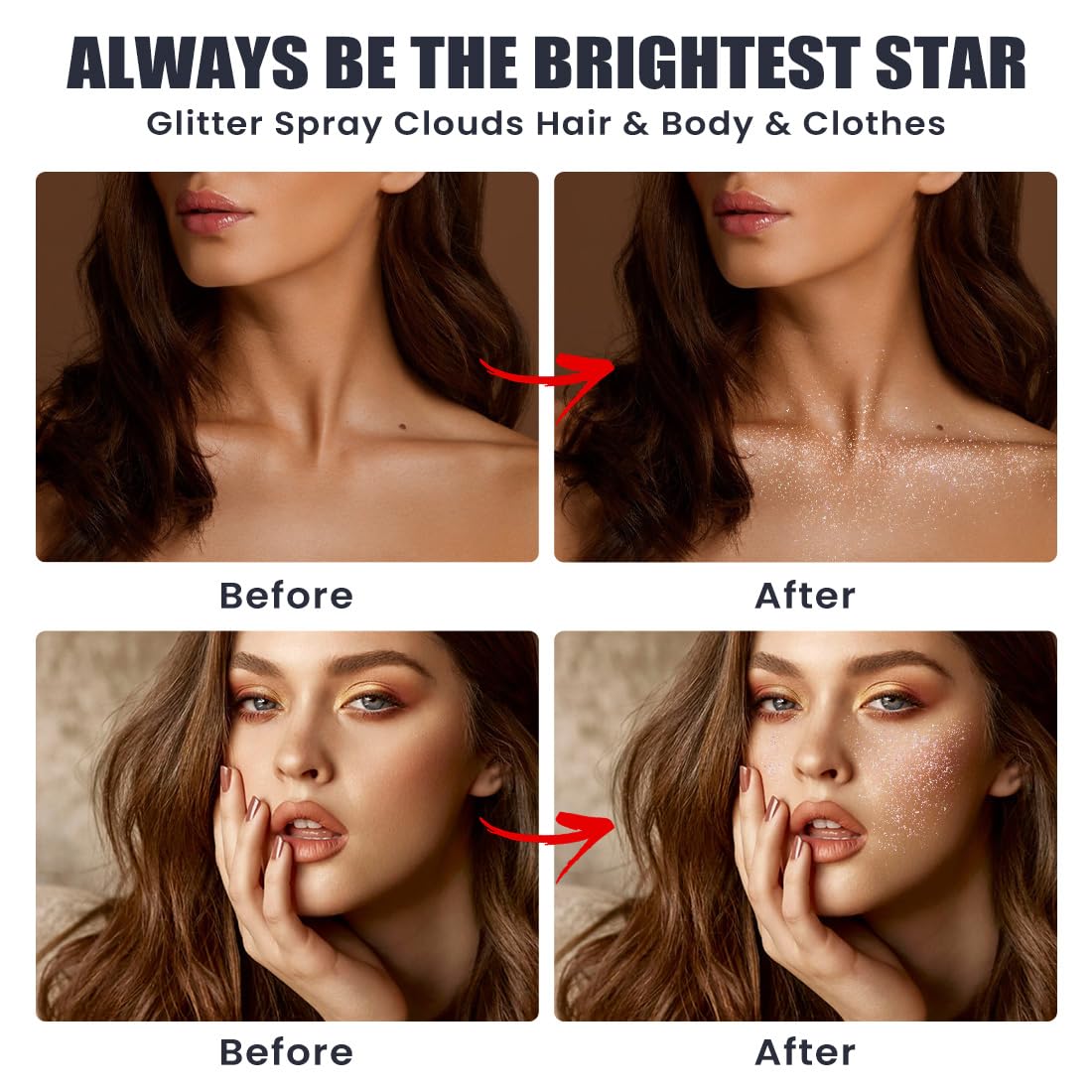 ZENTANMEI applied to hair and shoulder demonstrating luminous finish and easy application
