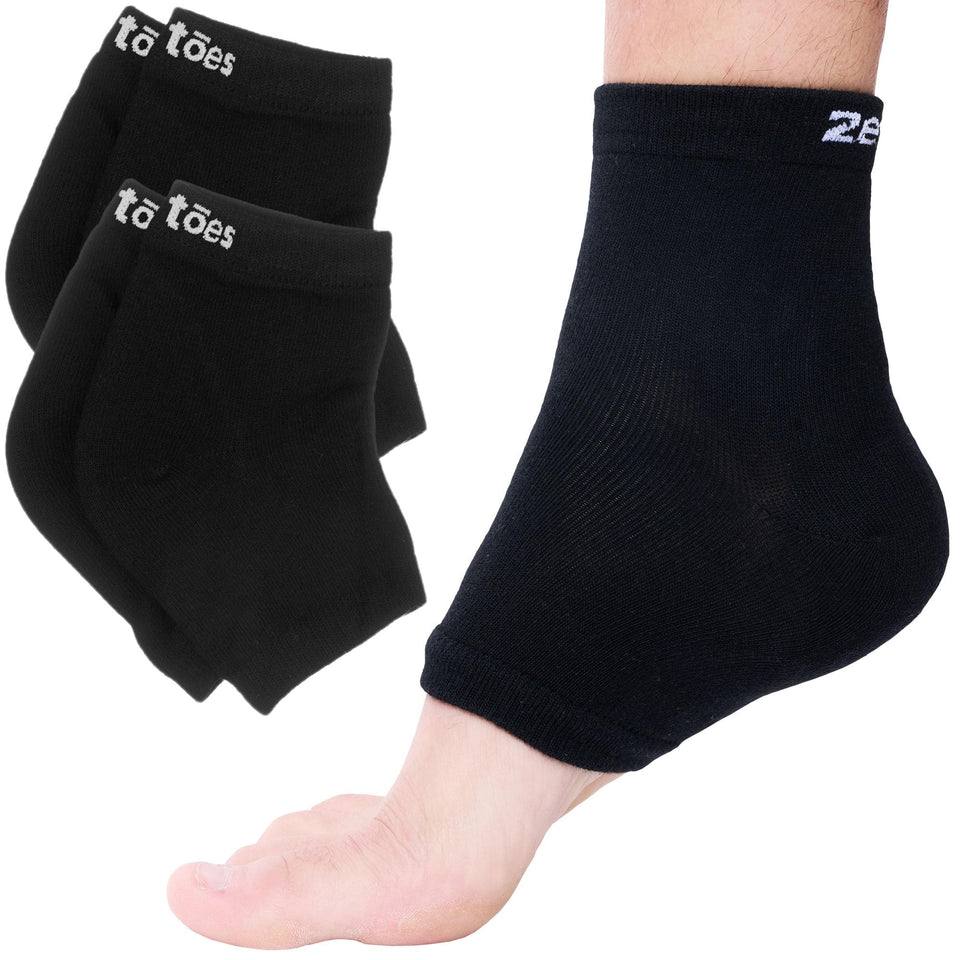 ZenToes front view black regular socks showing cushioned heels and cozy fit