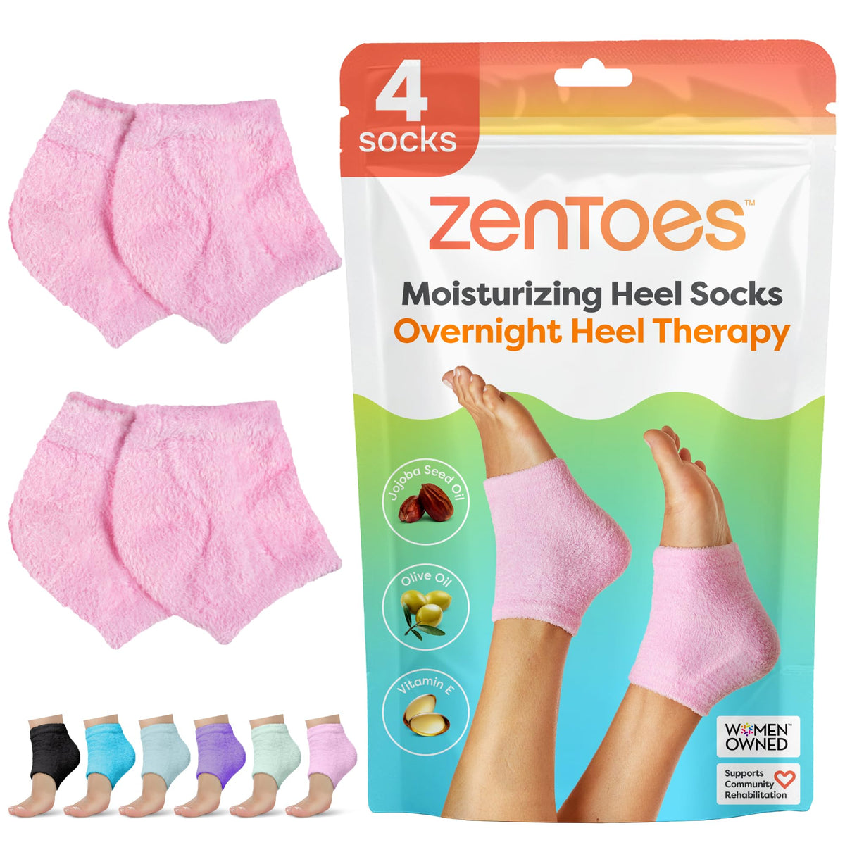 ZenToes front view showing fuzzy pink socks and cozy appeal
