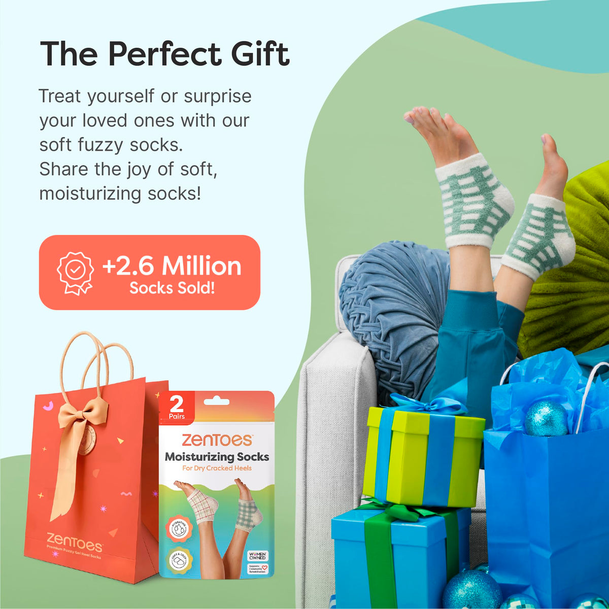 ZenToes gift box in lifestyle setting presenting ready-to-give relaxation gift