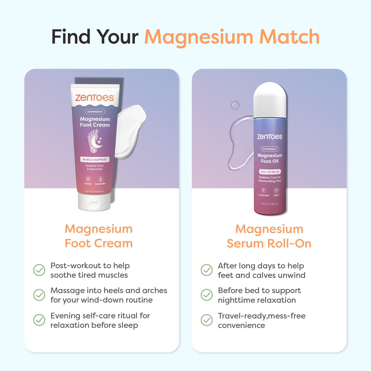 ZenToes ingredient label close-up highlighting magnesium and arnica benefits