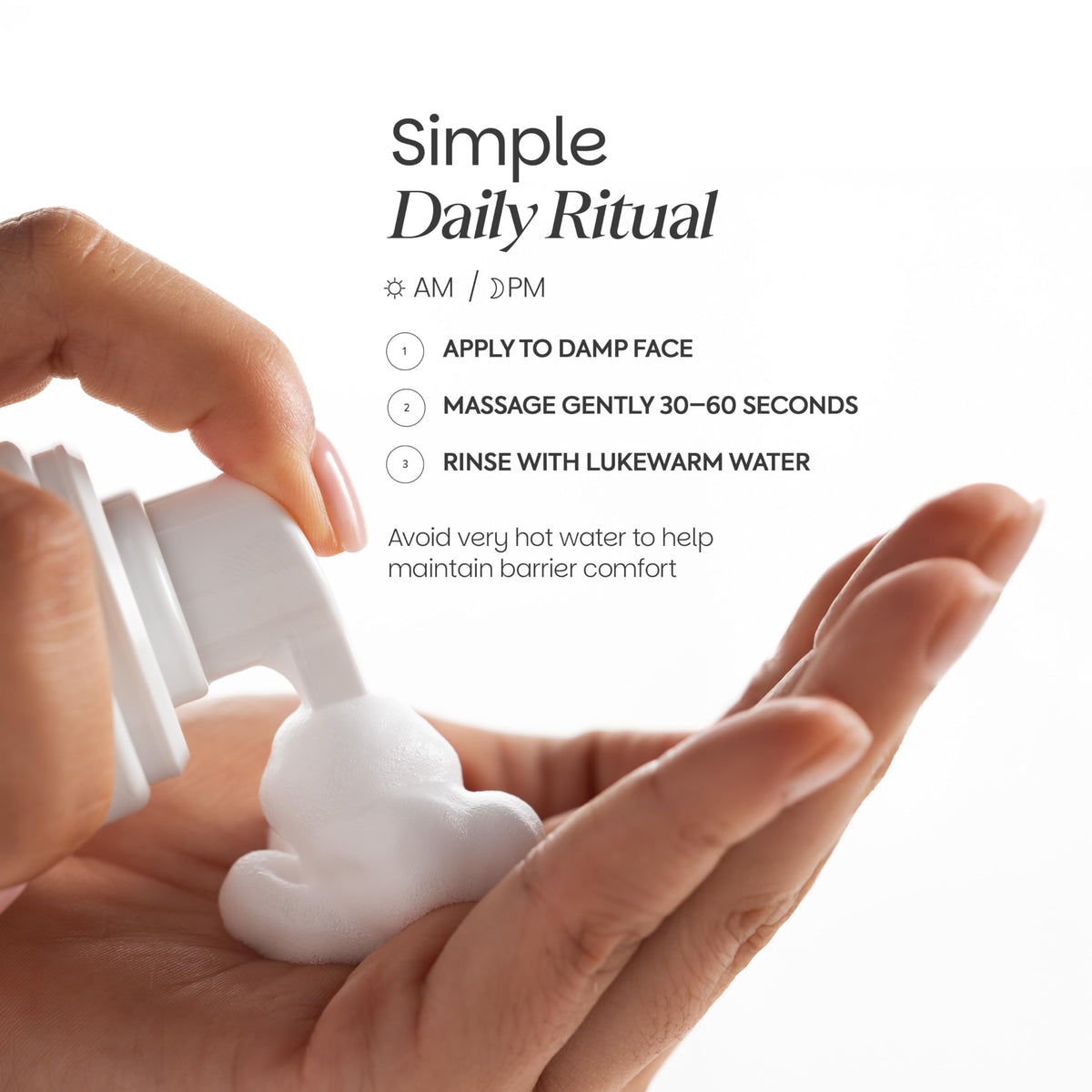 Zenttu foam texture close-up illustrating gentle lather and soft cleansing