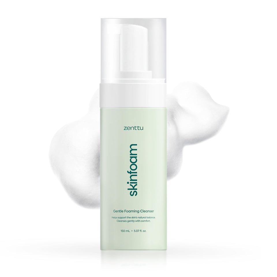 Zenttu product front packaging showing gentle cleanser and calming benefits
