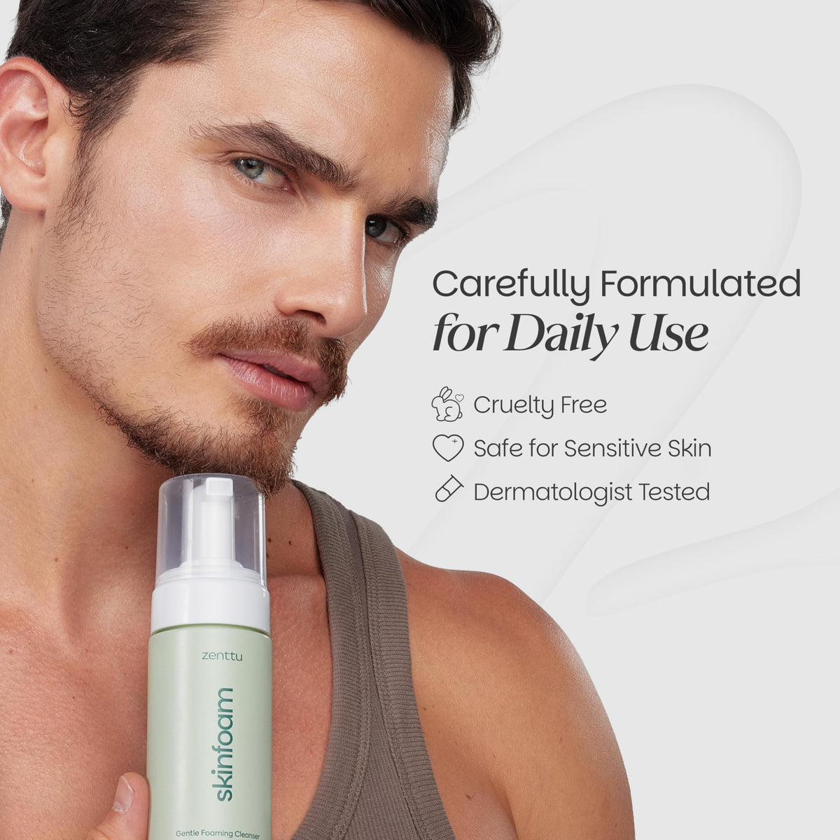 Zenttu cleanser in travel pouch showing portability and routine convenience