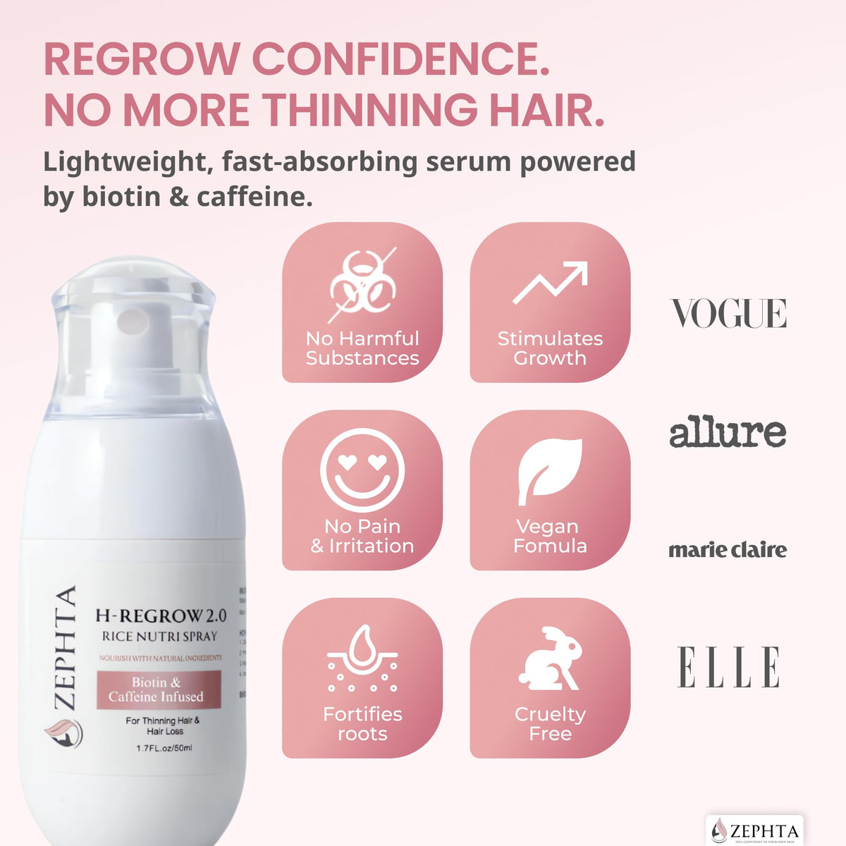 Zephta being applied to scalp to stimulate follicles and nourish