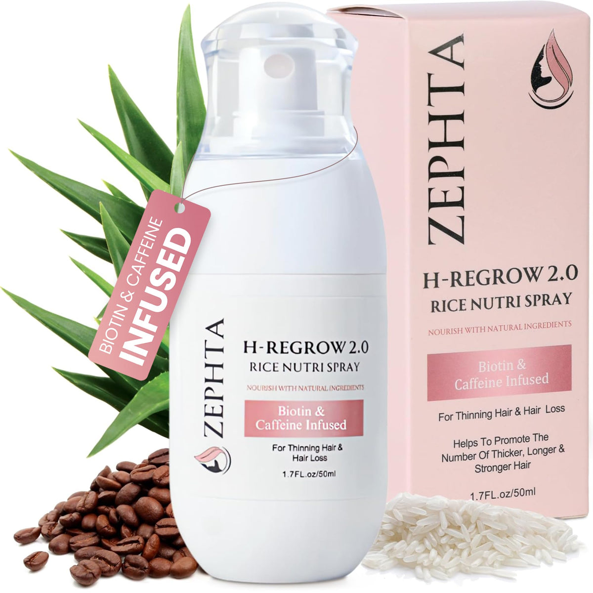 Zephta H-Regrow front label showing bottle and key benefits